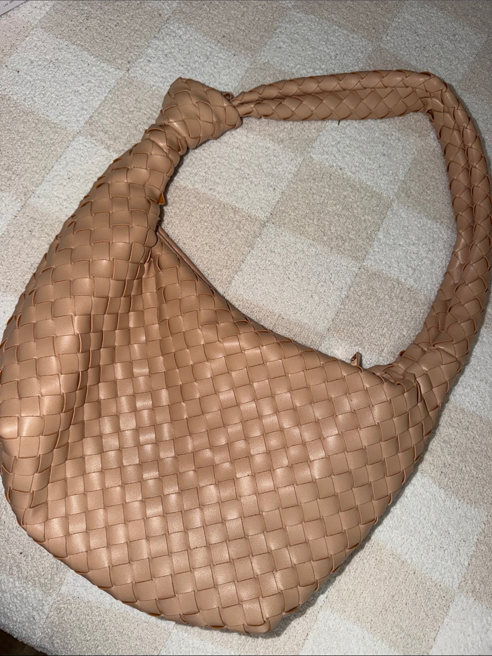 Woven Hobo Shoulder Bag in Tan